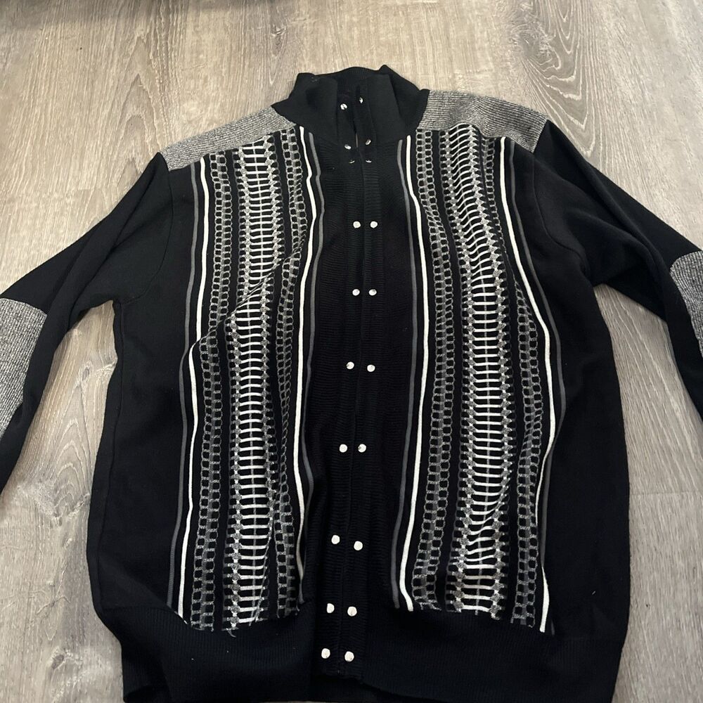 Silversilk Men’s Geometric Zip Knit Cardigan Grandpacore Size L